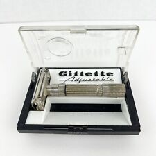Vintage Gillette Fat Boy Adjustable Safety Razor F2 W/ Case No Blades picture