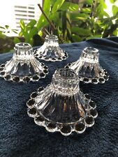 4 Vintage Anchor Hocking Boopie Bubble Glass Candle Holders, Candlesticks picture