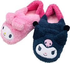 Sanrio Plush Room Shoes My Melody Kuromi Lady Slipper / 23-25cm Pink Black Japan picture