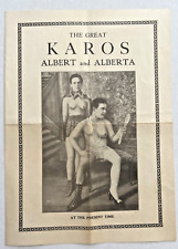 Vintage Side Show  SOUVENIR PROGRAM FOR THE GREAT KAROS: ALBERT AND ALBERTA 1930 picture