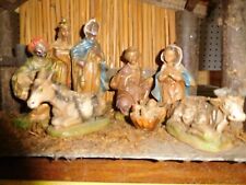 Vintage Classic Christmas Jesus Nativity Manger with ALL 8 Figures Made in Italy picture
