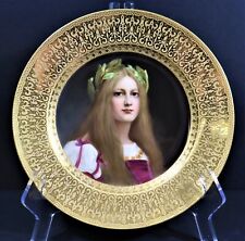 THE BEST RARE & STUNNING 19C ROYAL VIENNA PORTRAIT PLATE 18K GOLD SIGNED WAGNER picture