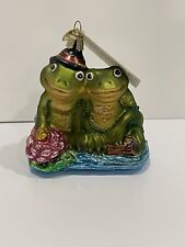 Vintage Old World Christmas Blown Glass Froggy Love Frog Lovers Ornament NWT picture