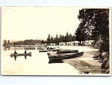 1920s SPECULATOR NY CAMP-OF-THE-WOODS TENTS BOATING SHORE RPPC POSTCARD P2851 picture