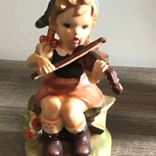 Vintage Antique Porcelain Figurine Girl Playing Violin #7363  Approx 6