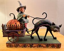 JIM SHORE HEARTWOOD CREEK WICKED RIDE,Witch On Cart w/Cat , 2008 picture