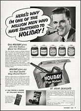 1955 Holiday pipe tobacco mixture man smoking pipe vintage photo print ad S19A picture