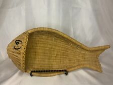 Vintage Wicker Rattan Nautical/Fish Decor or Serving Basket picture