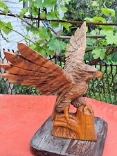 ORIGINAL Eagle Vintage Sculpture USSR Hand carved Home decor1982 Wooden figurin picture