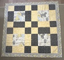 Homemade  Lap Crib Baby Quilt, Hand Tied, 42”x45” Cats Dogs Yellow Black picture
