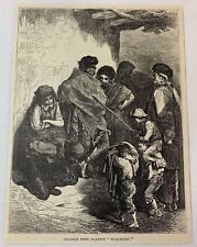 1878 magazine engraving ~ SPANISH BOYS PLAYING BULLFIGHT Bullfighting, Spain picture