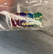 Vintage SAAB Find Your Own Road Lapel Pin Pinback Hat Pin Car Advertising Sealed picture