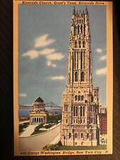 Vintage Postcard Riverside Church Grants Tomb George Washington Bridge New York picture