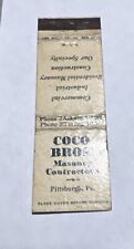 Coco Bros Masonry Contractor Matchbook Pittsburgh Pa picture