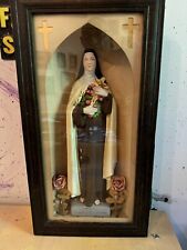 ST THERESE LITTLE FLOWER WALL MOUNT VINTAGE SHRINE LARGE SHADOW BOX wood picture