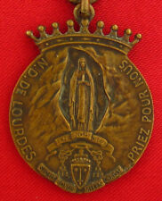Antique MARY LOURDES Medal OUR LADY OF LOURDES HOSPITALITY Religious Pendant picture