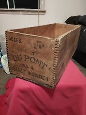 Antique Du Pont Black Pellet Powder Advertising Wood Crate Box No 4 Large Box 🔥 picture