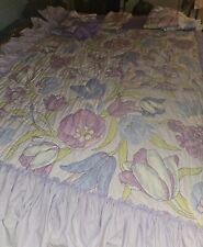 Vintage 70s Large  Floral Twin Bedspread Coverlet & Pillowcases & Curtain Panels picture