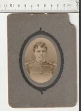 Vtg WW1 Cabinet photo ID'D Soldier Frank Curry Handsome Military young man LOOK picture