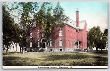 Mendota Illinois~Blackstone School Building~Front Entrance~c1910 Postcard picture