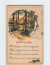 Postcard Embossed I Think of You Greeting Countryside Sunset Road Woods Scene picture
