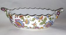 Chinese Porcelain Vintage Floral Scalloped Oval Bowl picture