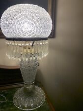 LARGE OLD ANTIQUE HAND CUT GENUINE CRYSTAL TABLE LAMP picture