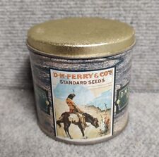 D.M. Ferry Seeds Cowboy Native Themed Tin Retro Kitchen Seed Tin picture