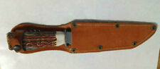 Beautiful Vintage Iher INOX Spain Stag horn hunting knife RARE W/ leather sheat picture