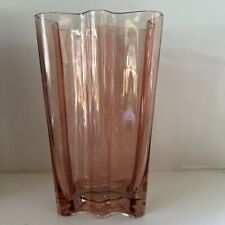 Vintage Hand Blown Pink salmon Colored Curved Vase- Aalto, Rosenthal Like picture