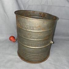 Vintage Bromwell's Sifter 3 Cups Red Wood Handle Rustic Farmhouse Decor USA picture