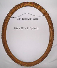 Antique Large Gold Gilt Gesso Oval Wood Picture Frame Fits 28