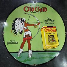 OLD-GOLD PORCELAIN ENAMEL SIGN 30 INCHES ROUND picture