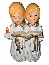 Vintage Hand painted Ceramic Singing Angels Tea lite Candle Holder picture
