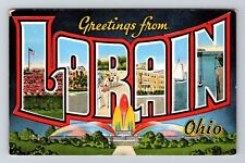 Lorain OH-Ohio, LARGE LETTER Greetings Vintage Souvenir Postcard picture