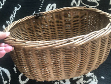 Vtg LG Traditional English Oval Willow WICKER Woven STORAGE BASKET  14.5