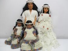 Native American Indian Dolls  Couple W/2 Girls Hand Knit Custom Clothes (4Dolls) picture