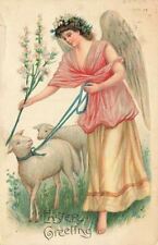 c1910 Lovely Angel Guiding Sheep Leash Germany Easter P304 picture