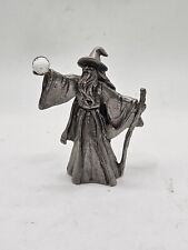 Vintage Pewter Wizard Reaching Out Crystal Ball Figurine 1986 Gallo picture