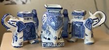 Vintage pair blue & white pottery Elephant ashtrays N Accessories Small Crack picture