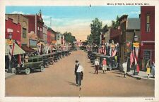 Wall Street Eagle River Wisconsin WI Old Cars c1930 Postcard picture