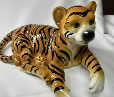 13” Ceramic Lying Down Tiger Figurine picture