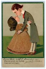 PFB Brockton Massachusetts MA Postcard Couple Kissing Romance Embossed 1909 picture
