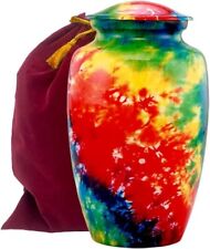 Tie Dye URN Cremation for Adult Human Ashes with Velvet Bag Large Urn 200 LBS picture