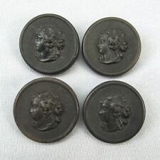 4 Antique vintage large Black Buttons 1 1/4