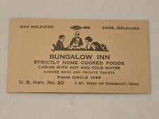 1925 Victorian Business Card - BUNGALOW INN Conneaut, Ohio - Cabins, Food, Water picture