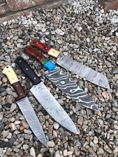 4 Custom Handmade damascus steel Chef Knife set Awesome Handles picture