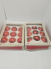 2 Vintage Box of 9 1970s GF General Foam Plastics Glass Red Christmas Ornaments picture