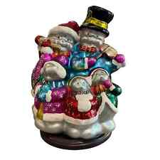 Thomas Pacconi 2008 Huge Snowman Family Figurine In Blown Glass 15