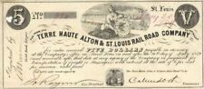 The Terre Haute Alton and St. Louis Railroad Co. $5 - Obsolete Notes - Paper Mon picture